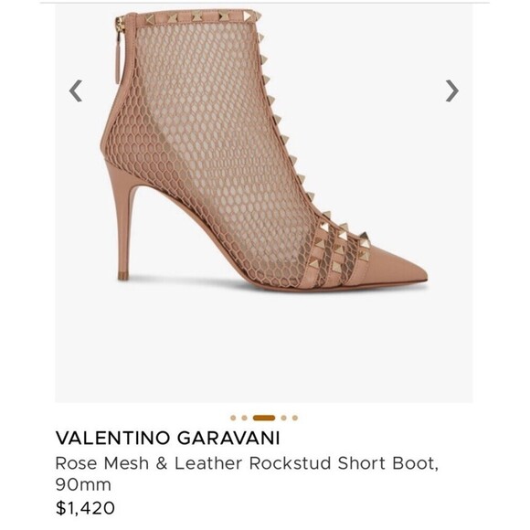 Garavani Valentino Shoes - $1420 Valentino Garavani Rockstar Women's Rose Pink Nude Leather Booties 37 6